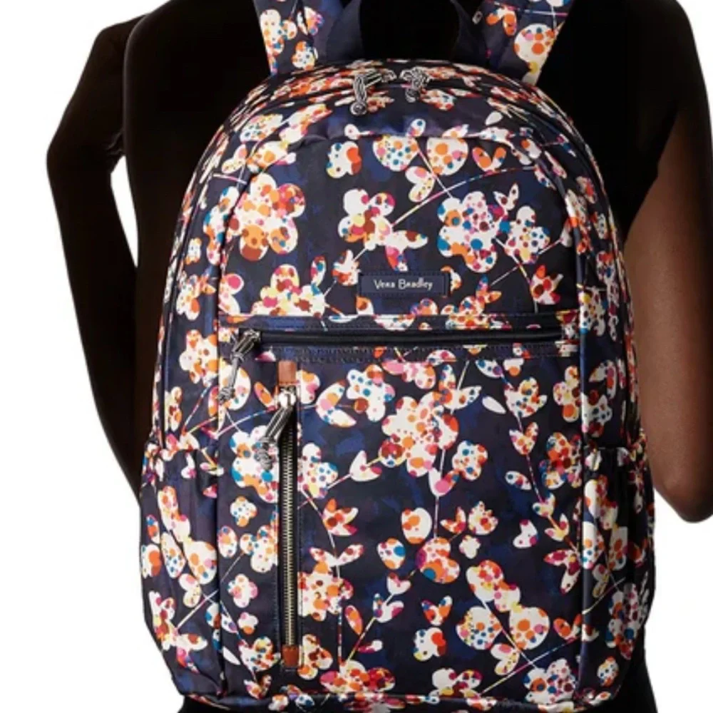 Vera Bradley *RETIRED PATTERN* Cut Vines Lighten Up Grand Backpack Floral Navy